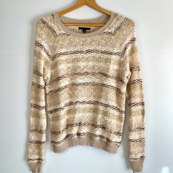 American Eagle Outfitters Sweaters - American Eagle Outfitters boho cream/brown striped pullover long weekend sweater